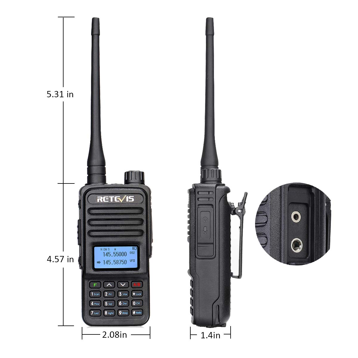 Retevis RT85 Walkie Talkies Long Range for Adults, Two Way Radios Long Range Rechargeable, High Power, Dual Band, 200 Channels, 1400 mAh Battery, Ham Radio for Camping Trekking Family (2 Pack)