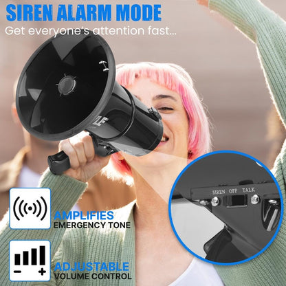 Pyle 50W Megaphone with Siren and Volume Control