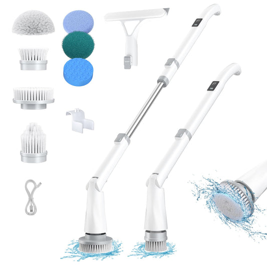 GROMCLIP Electric Spin Scrubber with 8 Heads