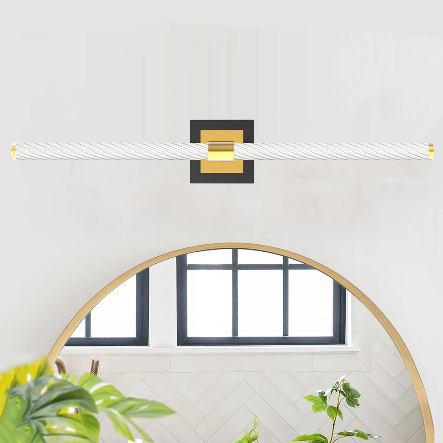 ADD 2 TO YOUR CART ❗ Galental LED Vanity Light, 30inch Dimmable Bathroom Light Fixtures Over Mirror, 15W 6000K Black and Gold Modern Linear Vanity Lights, 360°Sconces Wall Lighting Bar(White Light)