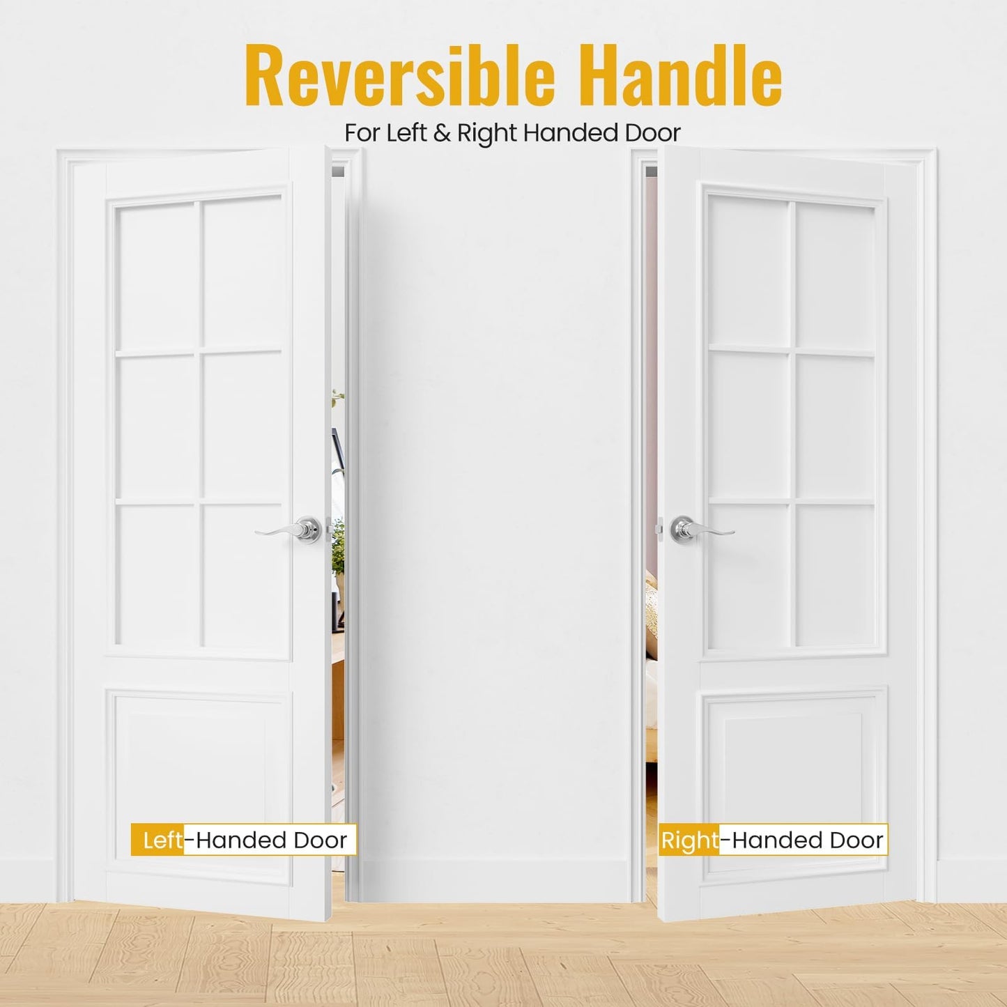 HOSOM 6 Pack Door Handle Interior Passage Door Levers No Locking Hallway Closet Doors Knobs Handle Set Keyless Wave Style Lever Door Handles Satin Nickel Door Knob