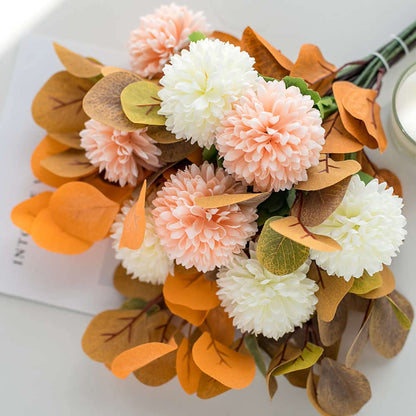 KIRIFLY Artificial Fake Flowers Eucalyptus Stems Plants Leaves Silk Arrangements Wedding Bouquets Decorations Floral Table Centerpieces for Home Kitchen(Champagne White)