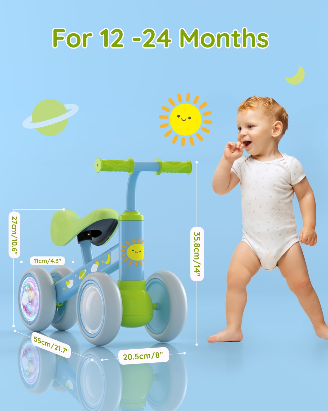 Colorful Toddler Balance Bike for 1 Year Olds