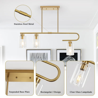 Gold 3-Light Dining Room Chandelier Pendant Light