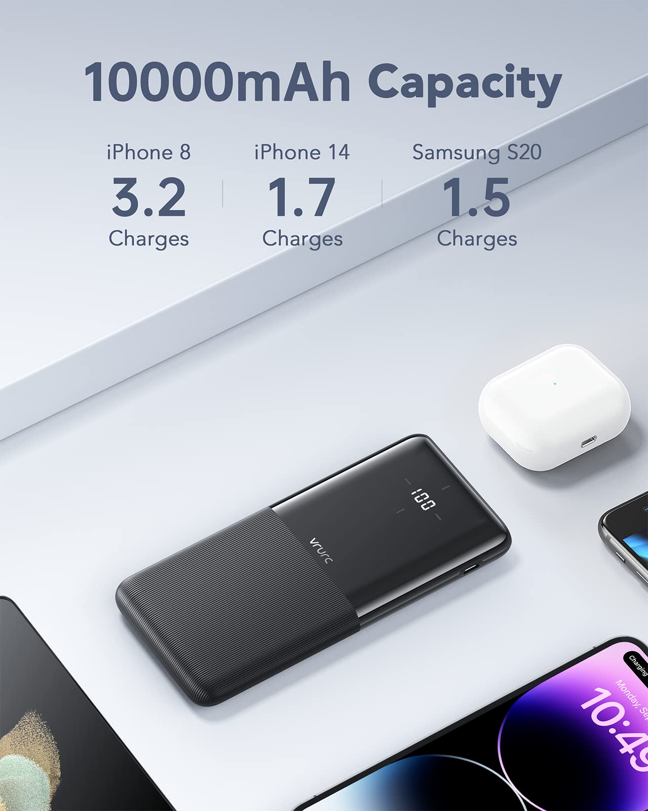 10000mAh VRURC Fast Charging Power Bank