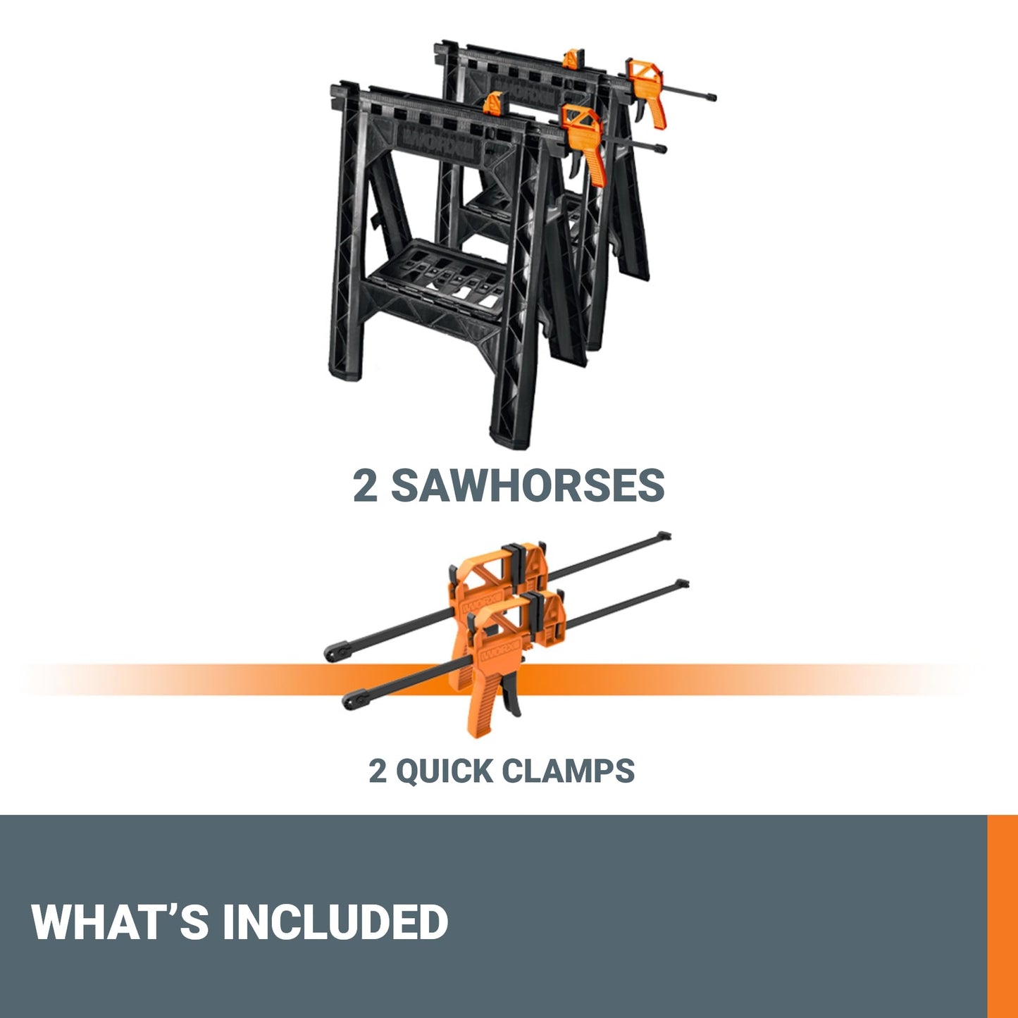 WORX Clamping Sawhorses with Bar Clamps