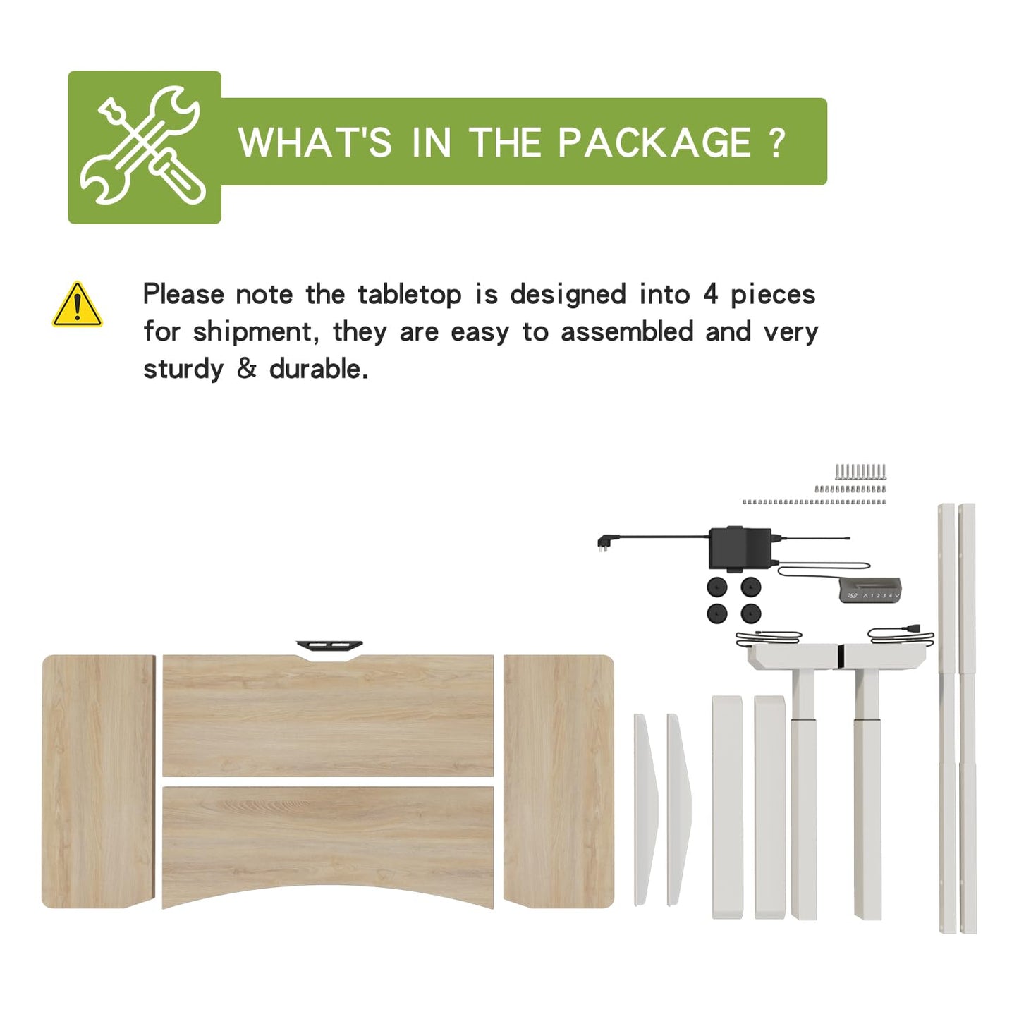Radlove Dual Motors Height Adjustable 55 x 30'' Electric Standing Desk with Curved Design Stand Up Table 4 Memory Keys, Computer Desk with Splice Board Home Office Desk, Oak Top + White Frame