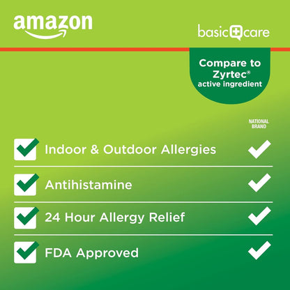 Amazon Basic Care Cetirizine Allergy Relief Tablets 365 Count