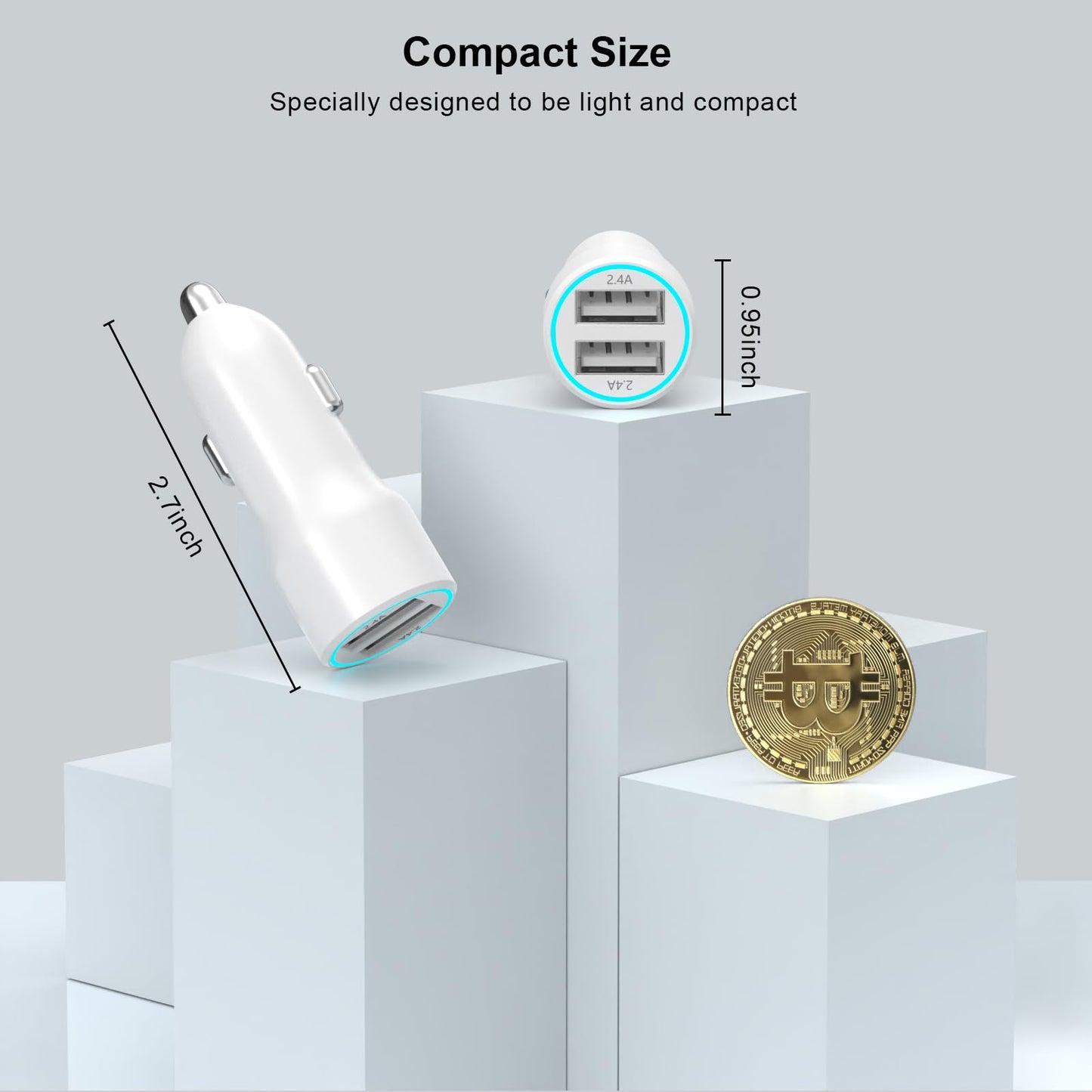 USB Car Charger 4.8A Dual Port Adapter