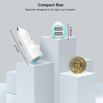 USB Car Charger 4.8A Dual Port Adapter