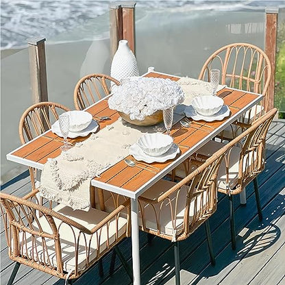 YITAHOME 7 Pieces Outdoor Patio Dining Set, Rattan Wicker Patio Dining Chair & Table Set for 6 People, Sectional Conversation Set with Umbrella Hole for Patios, Backyard, Balcony, Garden, Lawn