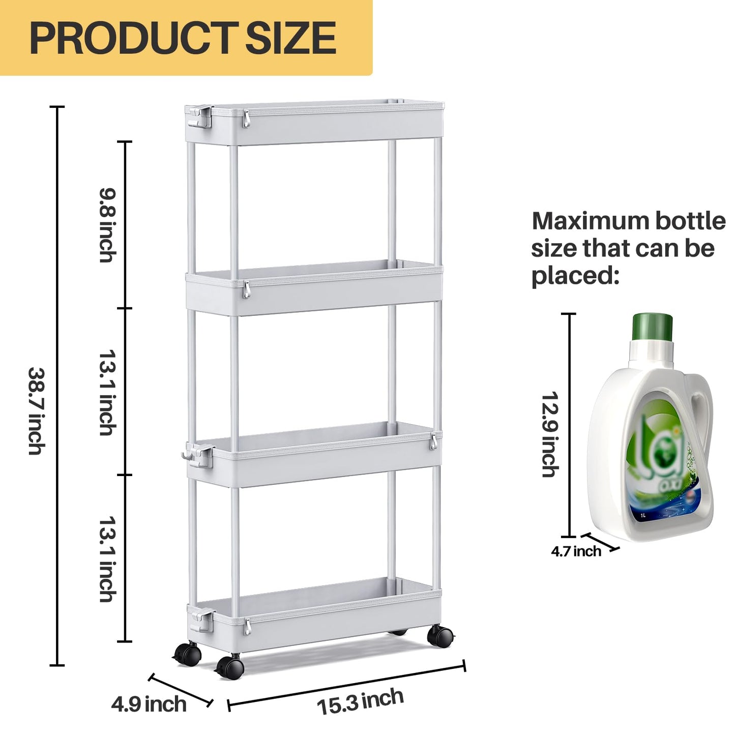 4-Tier Rolling Storage Cart by SPACEKEEPER