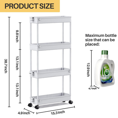 4-Tier Rolling Storage Cart by SPACEKEEPER