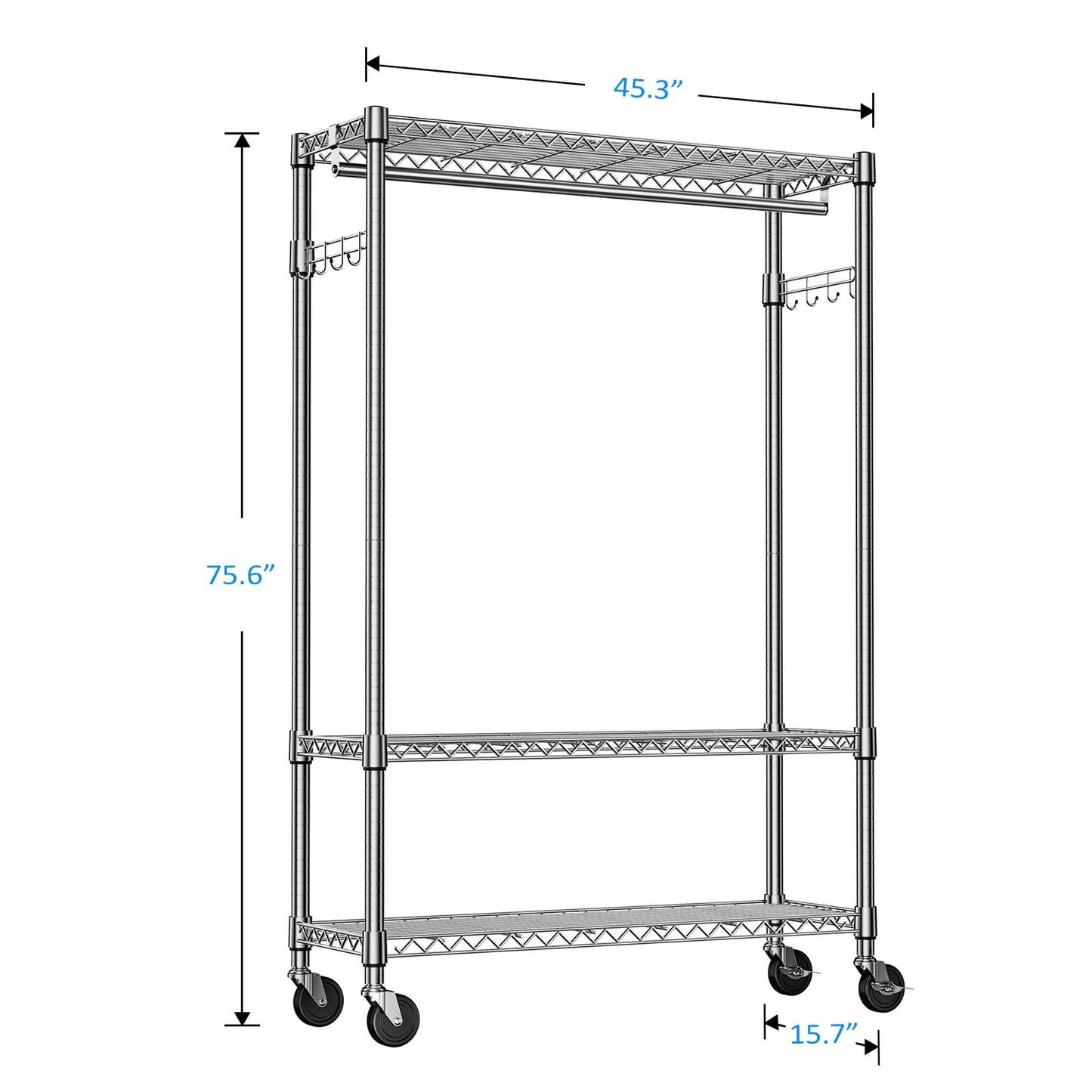 3-Tier Heavy Duty Garment Rack with Wheels