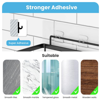 3 Pack, Adhesive Organizer with 20 Hooks, 3 Adhesive Hooks, Bathroom Furniture Sets, Stainless Steel,No Drilling,Easy Installation Shelf for Inside