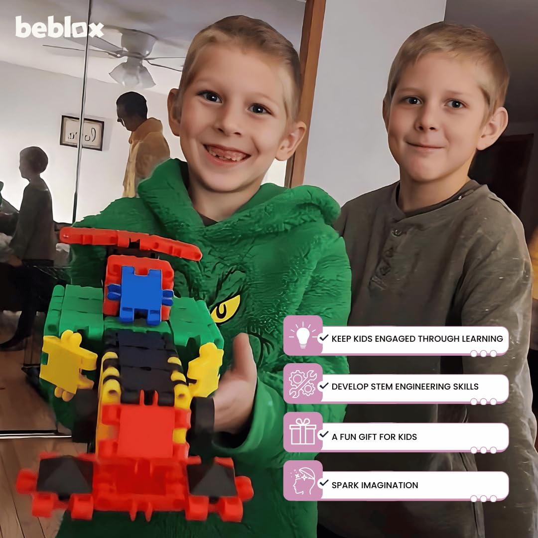 BEBLOX Building Blocks Car Set for Kids
