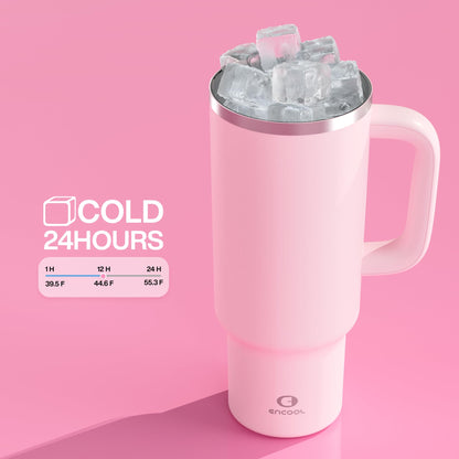 40 oz Insulated Tumbler with Handle and Straw