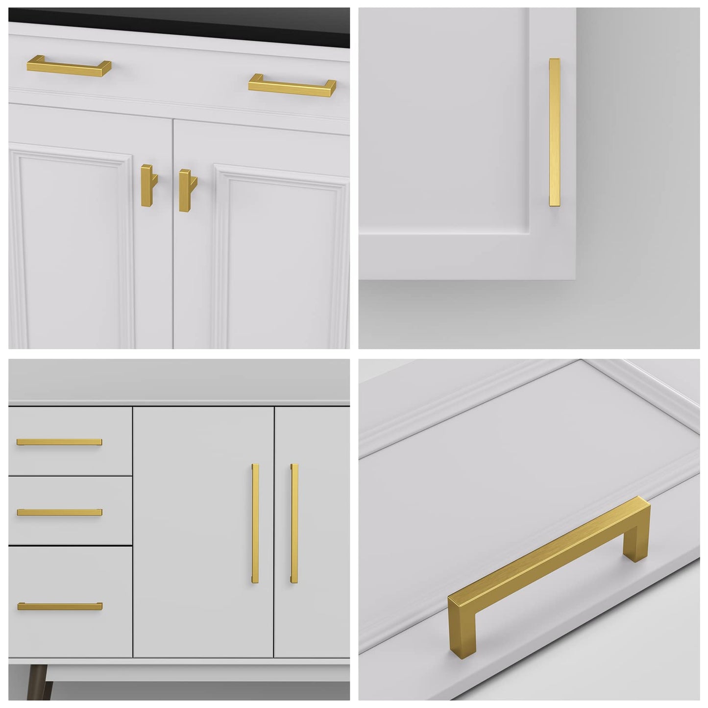 Haliwu 15 Pack/Brass Cabinet Pulls 5 inch, Gold Cabinet Handles Brushed Gold Cabinet Pulls Gold Kitchen Hardware Square Pulls