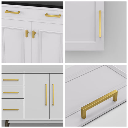 Haliwu 15 Pack/Brass Cabinet Pulls 5 inch, Gold Cabinet Handles Brushed Gold Cabinet Pulls Gold Kitchen Hardware Square Pulls