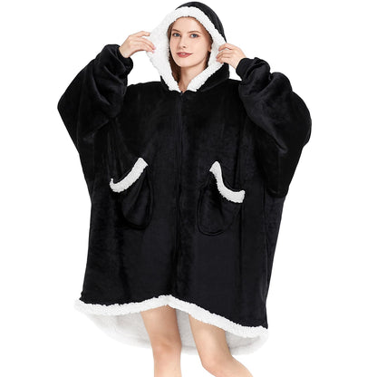 Topcee Unisex Black Sherpa Fleece Hoodie
