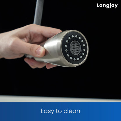 Longjoy Kitchen Faucets,Single Handle High Arc Pull Down Kitchen Faucet,Stainless Steel Kitchen Sink Faucets with Pull Down Sprayer,Kitchen Sink Faucets for Laundry Bar