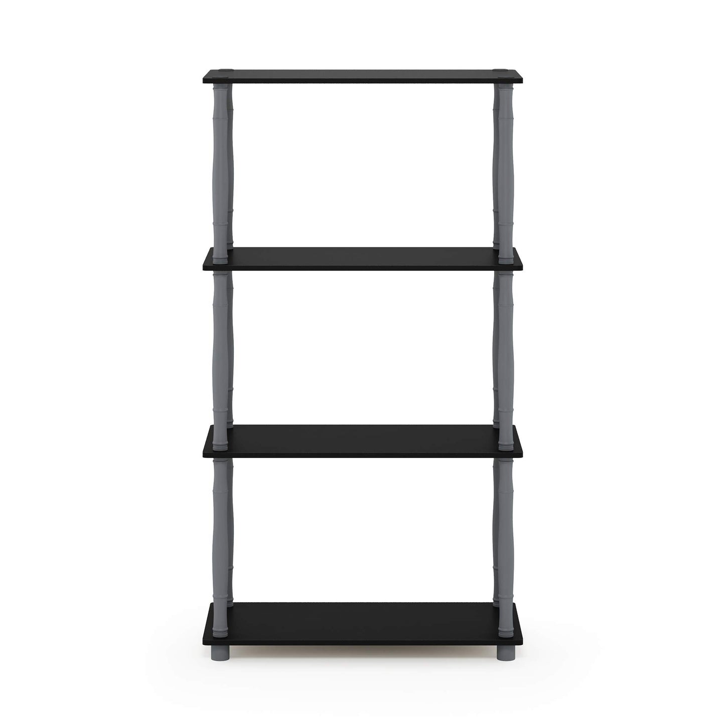 Furinno Turn-N-Tube 4-Tier Multipurpose Shelf Display Rack, Classic Tubes, Black/Grey
