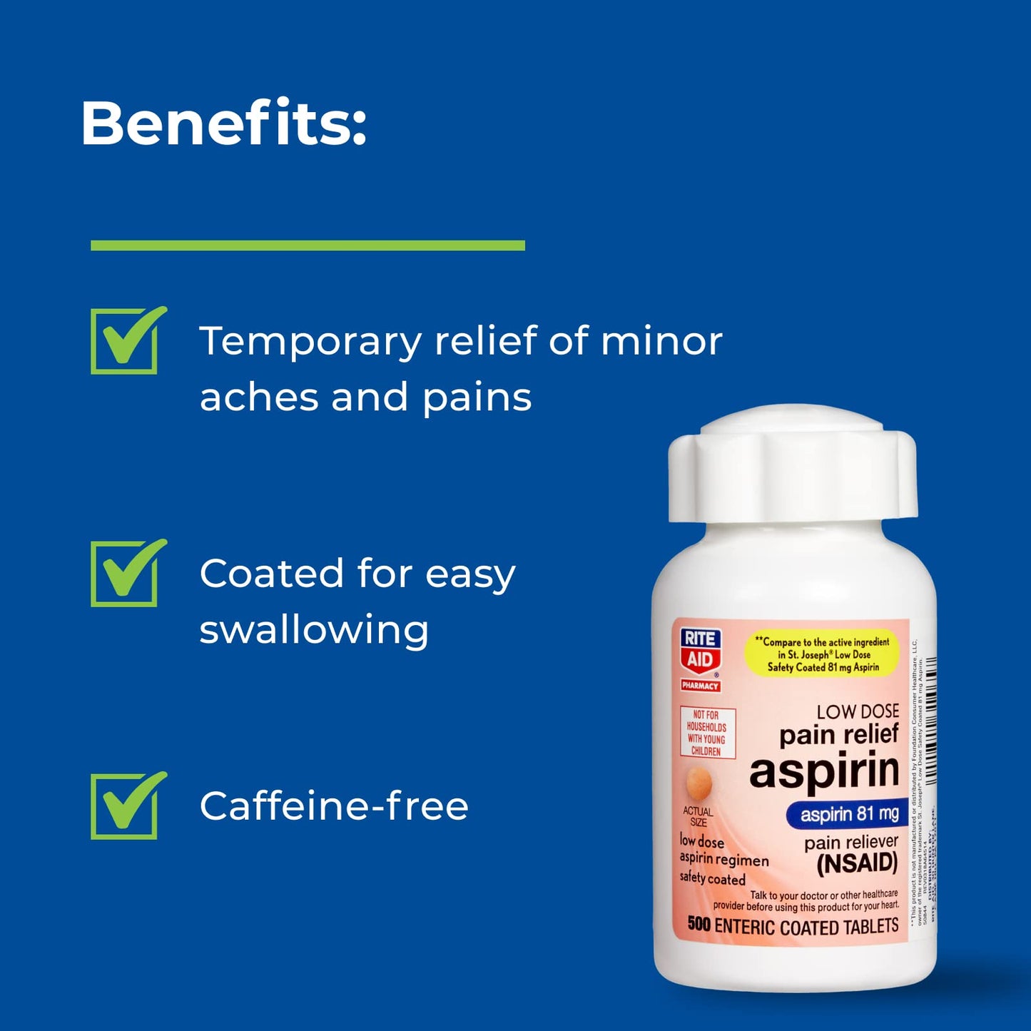 81 mg Low-Dose Aspirin Tablets - 500 Count
