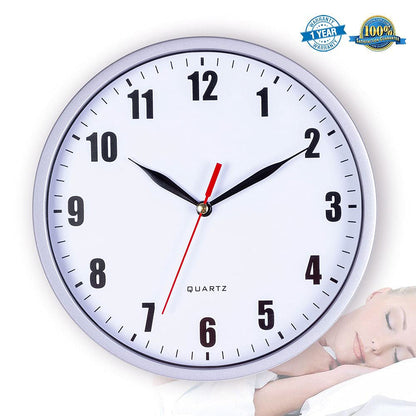 SAC SMARTEN ARTS 8" Silent Quartz Wall Clock Non-Ticking Digital Silver Wall Clocks