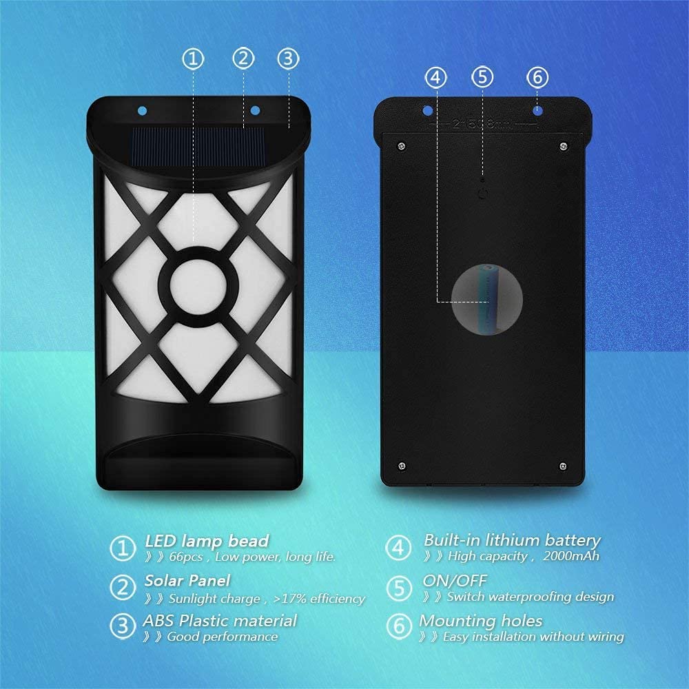 Solar Flame Lights Outdoor Waterproof Flickering LED