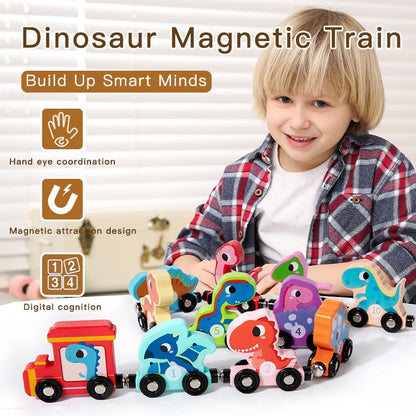 Magnetic Wooden Train Set for Toddlers