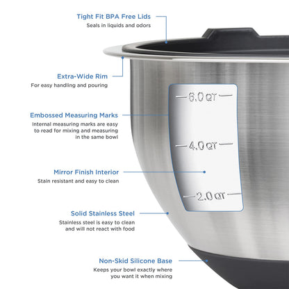 Viking 10-Piece Stainless Steel Mixing Bowl Set