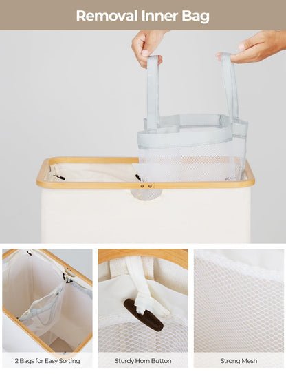 Large Laundry Hamper with Lid and Removable Bags