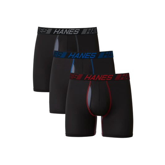 Hanes Total Support Pouch Men's Pack, Anti-Chafing, Moisture-Wicking Underwear with Cooling (Trunks Available), Boxer Brief-Black, Medium