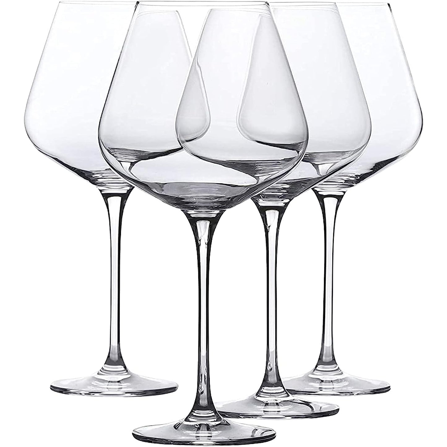 WHOLE HOUSEWARES | Wine Glasses Set of 4 | Hand Blown Italian Style Crystal Clear Glass with Stem | Red Wine Glasses Lead-Free Premium glasses as gift sets (25 oz)