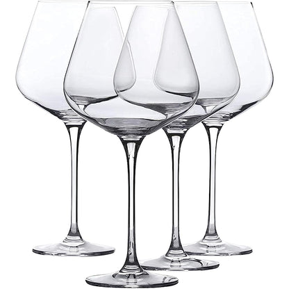 WHOLE HOUSEWARES | Wine Glasses Set of 4 | Hand Blown Italian Style Crystal Clear Glass with Stem | Red Wine Glasses Lead-Free Premium glasses as gift sets (25 oz)