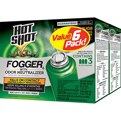 Pack of 6 Hot Shot Fogger With Odor Neutralizer.