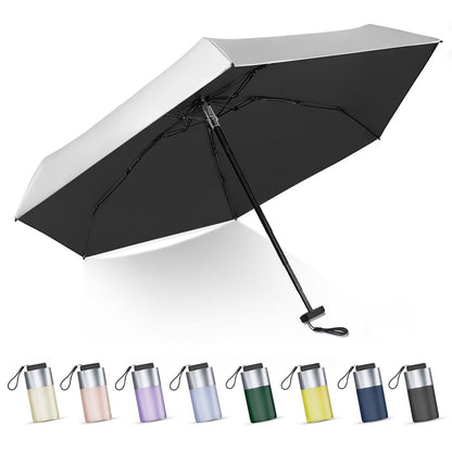 LEAGERA Mini Umbrella For Purse - UPF 50+ UV Blocker Sun Protection Umbrella, Small Micro Travel Parasol Design for Women, Black