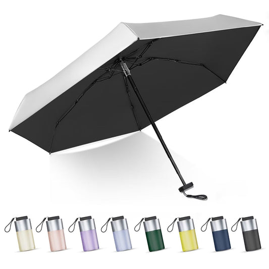 LEAGERA Mini Umbrella For Purse - UPF 50+ UV Blocker Sun Protection Umbrella, Small Micro Travel Parasol Design for Women, Black
