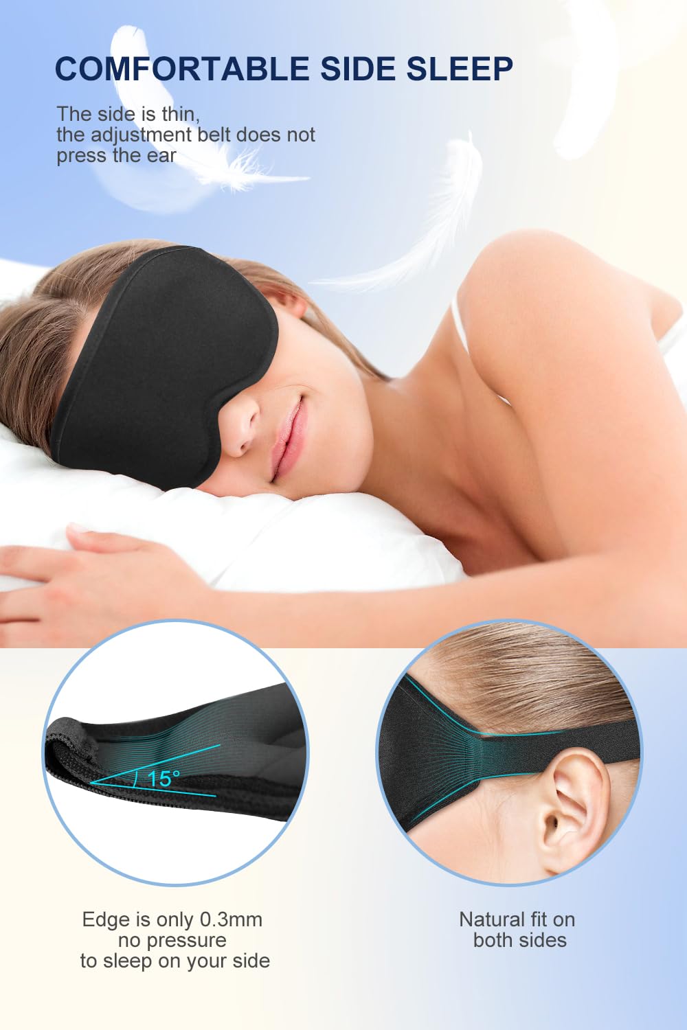 3D Contoured Sleep Mask - Light Blocking Eye Cover