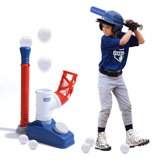 Kids Baseball Tee Set with Pitching Machine