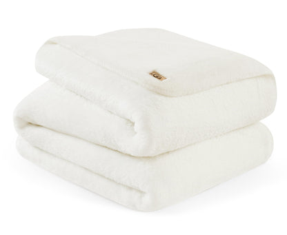UGG 23601 Whitecap Plush Flannel Oversized Reversible Fleece Throw Blanket Comfortable Lightweight Cozy Hotel Style Home Decor Soft Luxury Machine Washable Blankets, 70 x 50-Inch, Snow