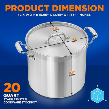 NutriChef 20 Quart Heavy-Duty Stockpot For Cooking