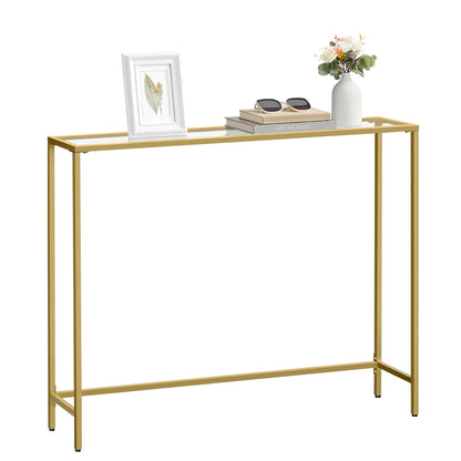 VASAGLE Modern Entryway Console Table with Glass Top