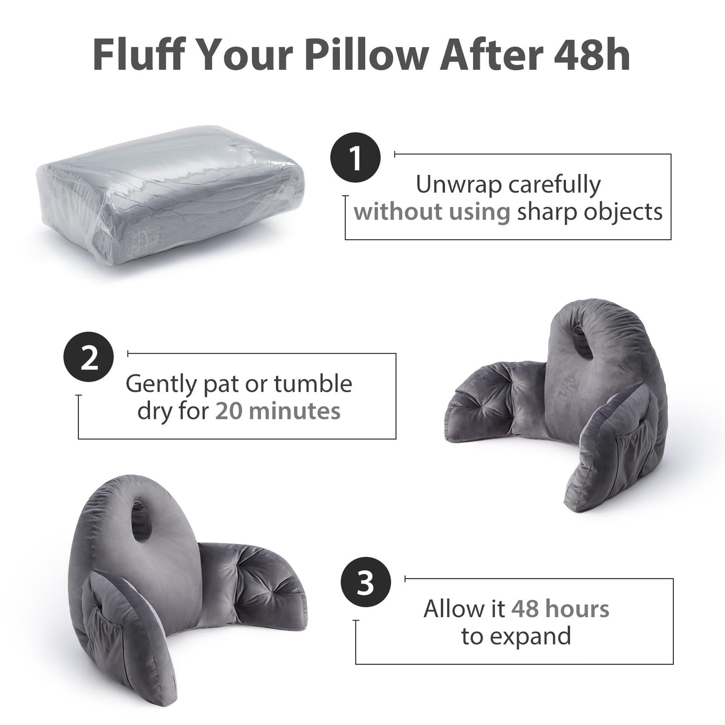 Reading Pillow for Bed with Storage Support