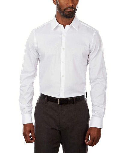 Van Heusen mens Slim Fit Flex Collar Stretch Solid Dress Shirt, White, 15.5 Neck 32 -33 Sleeve Medium US