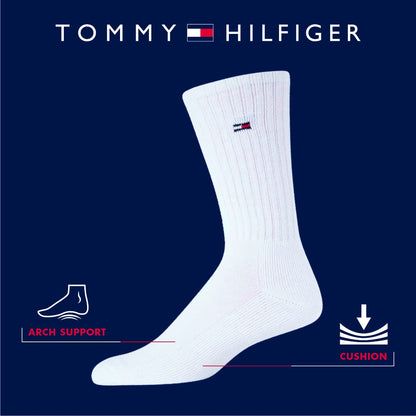 Tommy Hilfiger Men's Athletic Socks - Cushioned Crew Socks (12 Pack), Size Shoe Size 6-12.5, Black