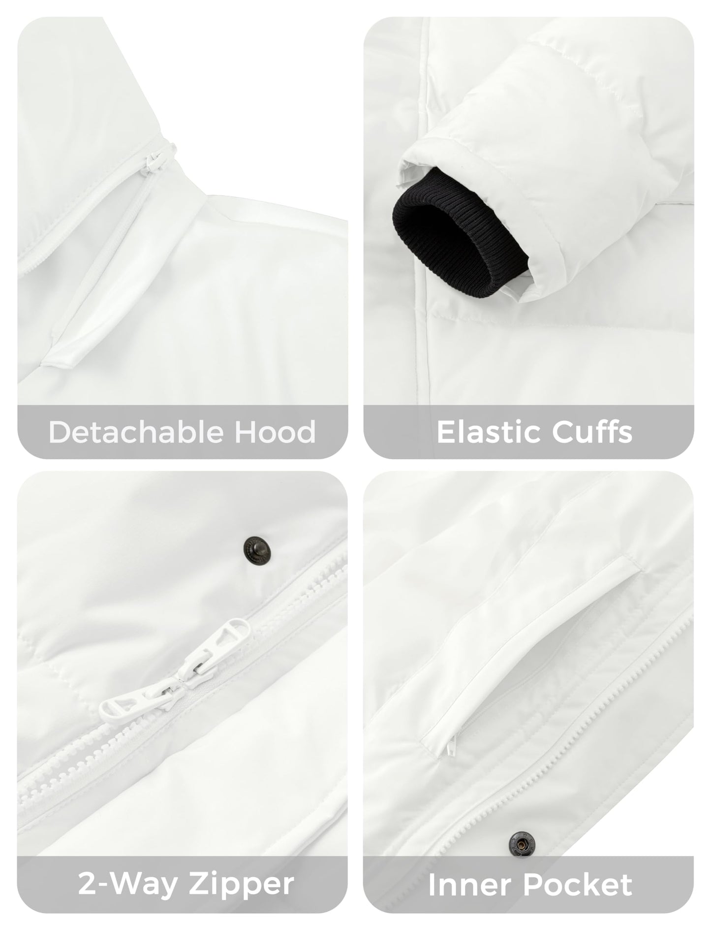 Men's Winter Puffer Jacket with Detachable Hood