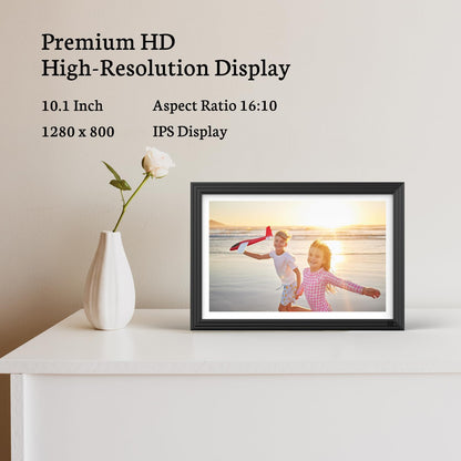 BSIMB 10.1 Inch Digital Picture Frame, WiFi Digital Photo Frame Touchscreen 32GB 1280x800 HD, Electronic Picture Frame with Auto-Rotate, Light Sensor, Share Photos via App/Email, Womens Gifts