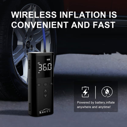 KSCYE Tire Inflator Portable Air Compressor,DC 12V Small Pump for Car Tires,150PSI Electric with Digital Pressure Gauge,LED Light Motorcycle Bike Ball,Bike Pump