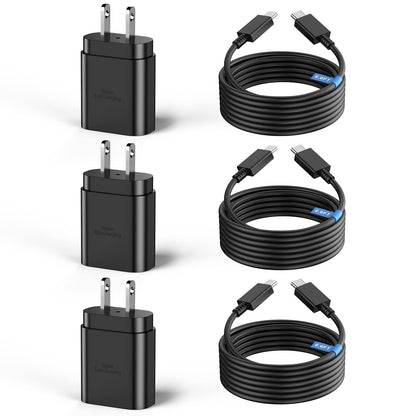 Super Fast Charger Type C,3Pack 25W Samsung Fast Charger Type C Wall Charger Fast Charging Block with 6.6FT Type C to C Cable for Galaxy S23 Ultra/S23/S23+/S22/S22 Ultra/S22+/S21/S20/Note 10/20,Z Fold